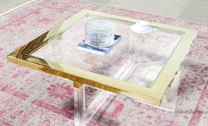 Gold and glass living room table