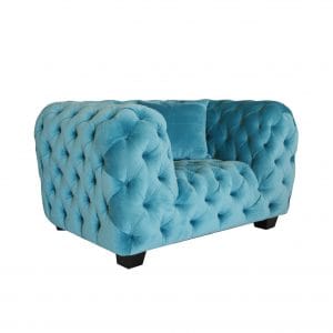 turquoise velvet tufted armchair