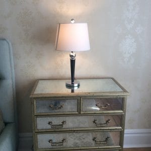 Metallic night stand with table lamp