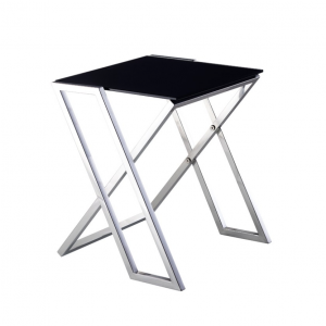 silver and black side table