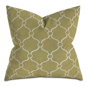 Green and White Courtly Throw Pillow