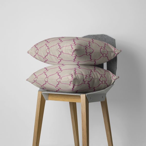 Beige and Fuchsia Courtly Throw Pillow