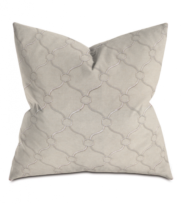 Beige and Gray Courtly Throw Pillow