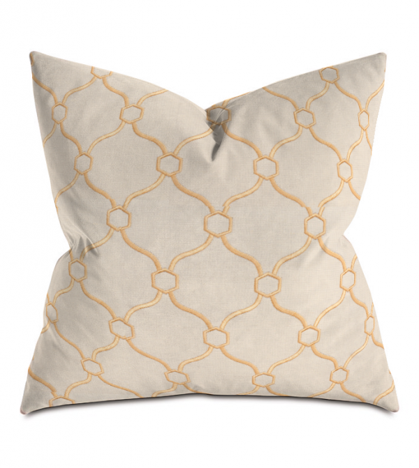 Beige and Orange Courtly Throw Pillow