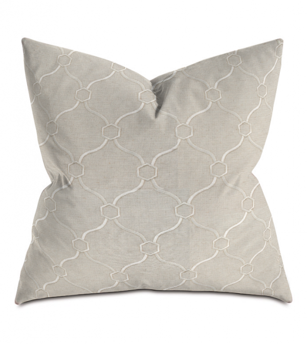 Beige and White Courtly Throw Pillow