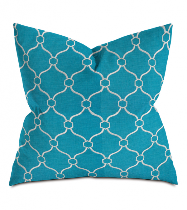 Blue and White Courtly Throw Pillow