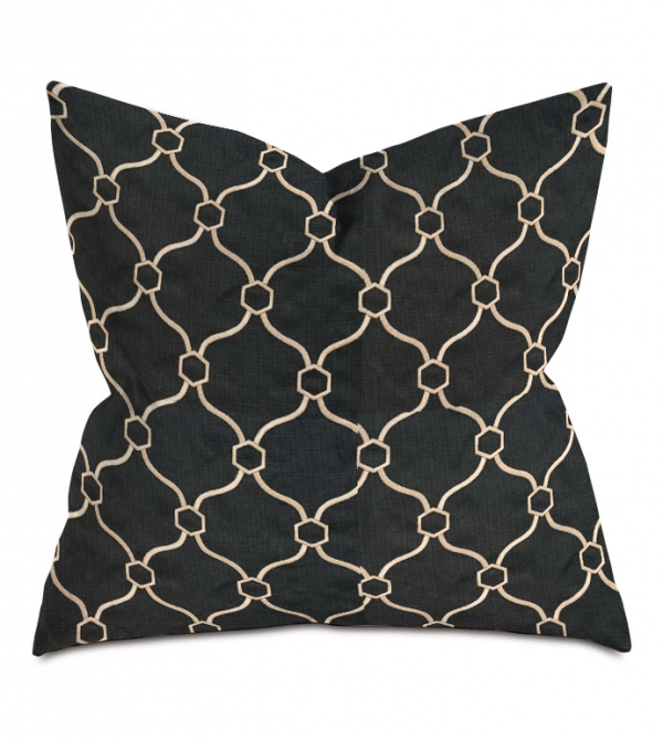 Black and Gold Courtly Throw Pillow