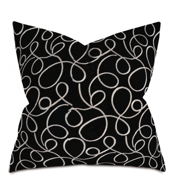Black and White Circle Courtly Throw Pillow
