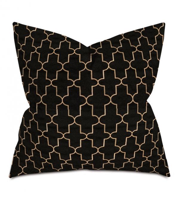 Black and Golden Cross Courtly Throw Pillow