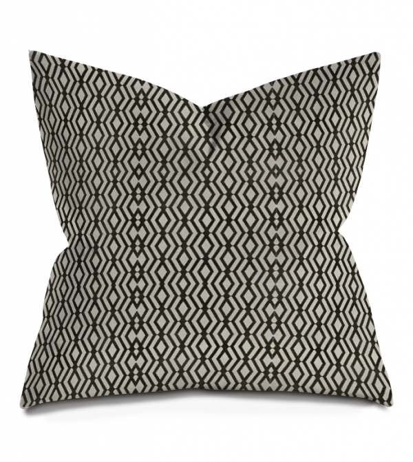 Black and White Ikat GeometricThrow Pillows